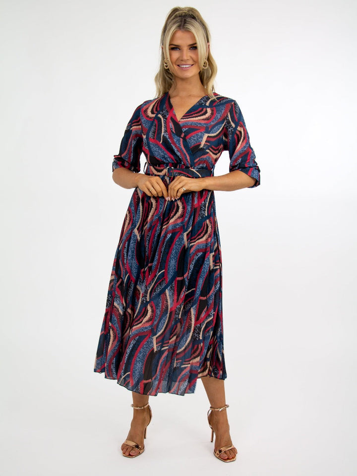 Kate & Pippa Positano Midi Dress In Black/Red Print-Nicola Ross