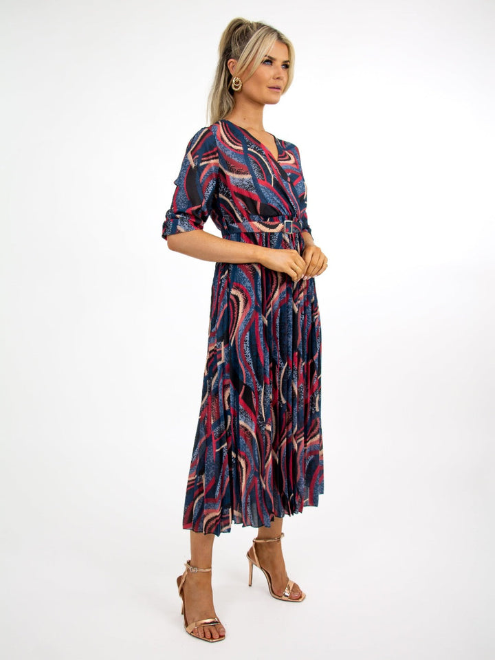 Kate & Pippa Positano Midi Dress In Black/Red Print-Nicola Ross