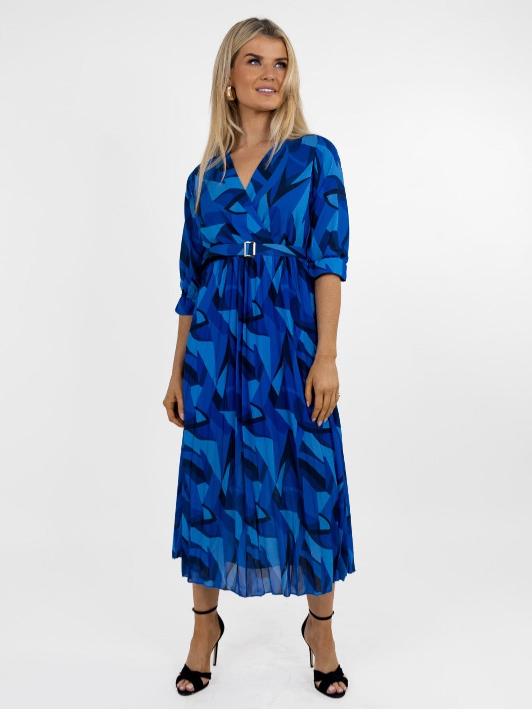Kate & Pippa Positano Midi Dress In Blue / Navy Print-Nicola Ross