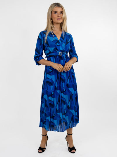 Kate & Pippa Positano Midi Dress In Blue / Navy Print-Nicola Ross