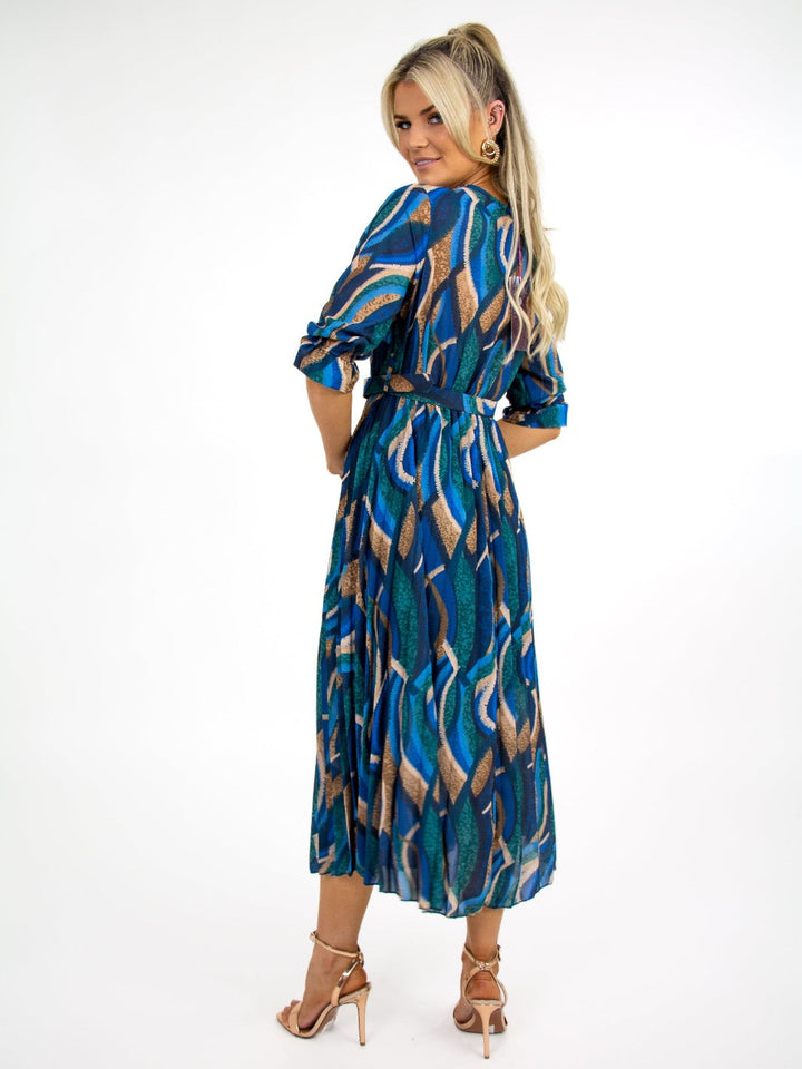 Kate & Pippa Positano Midi Dress In Blue Print-Nicola Ross