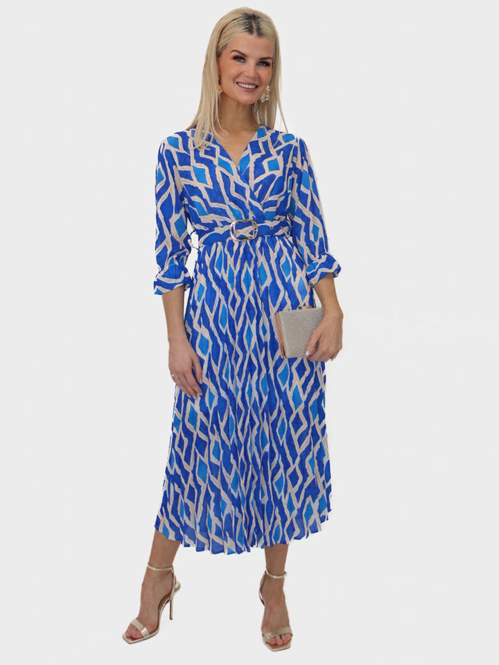 Kate & Pippa Positano Midi Dress In Blue Print-Nicola Ross