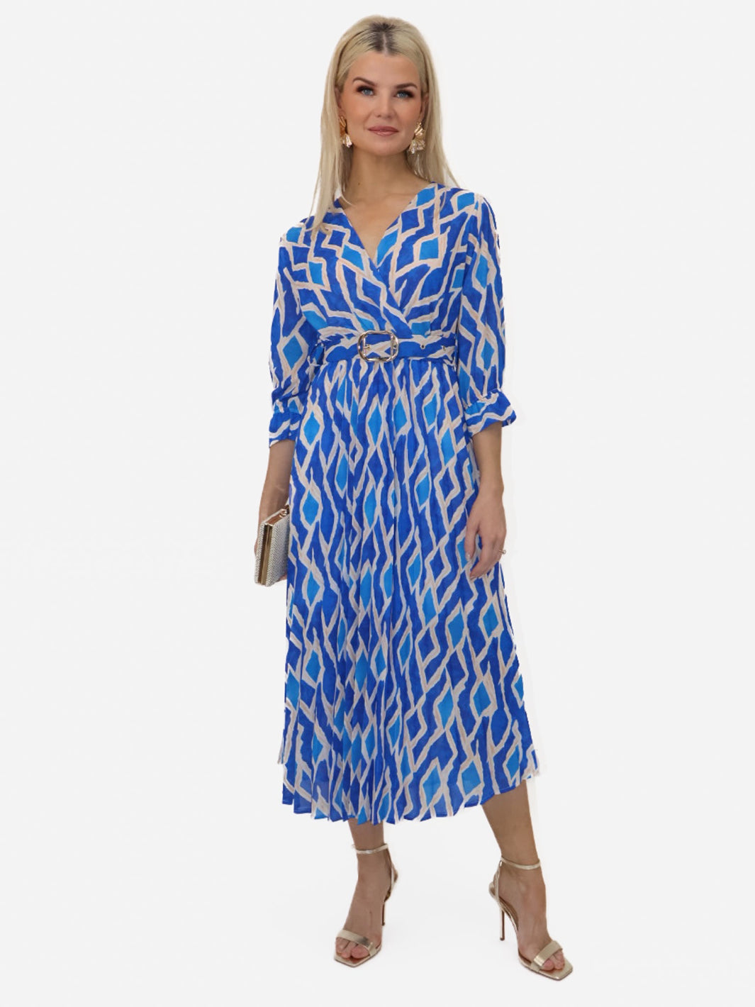 Kate & Pippa Positano Midi Dress In Blue Print-Nicola Ross