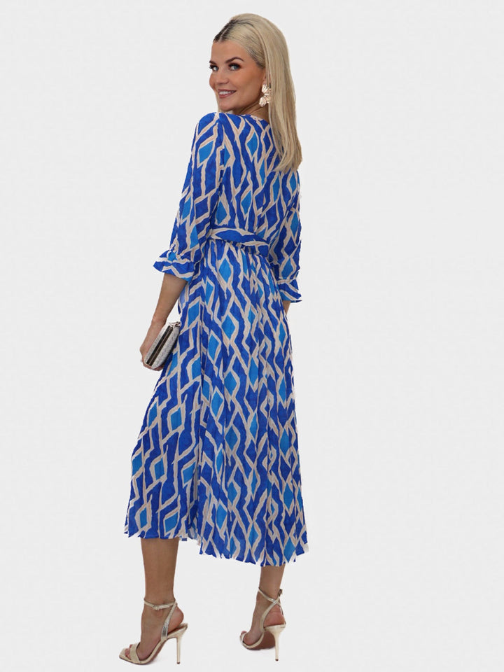 Kate & Pippa Positano Midi Dress In Blue Print-Nicola Ross