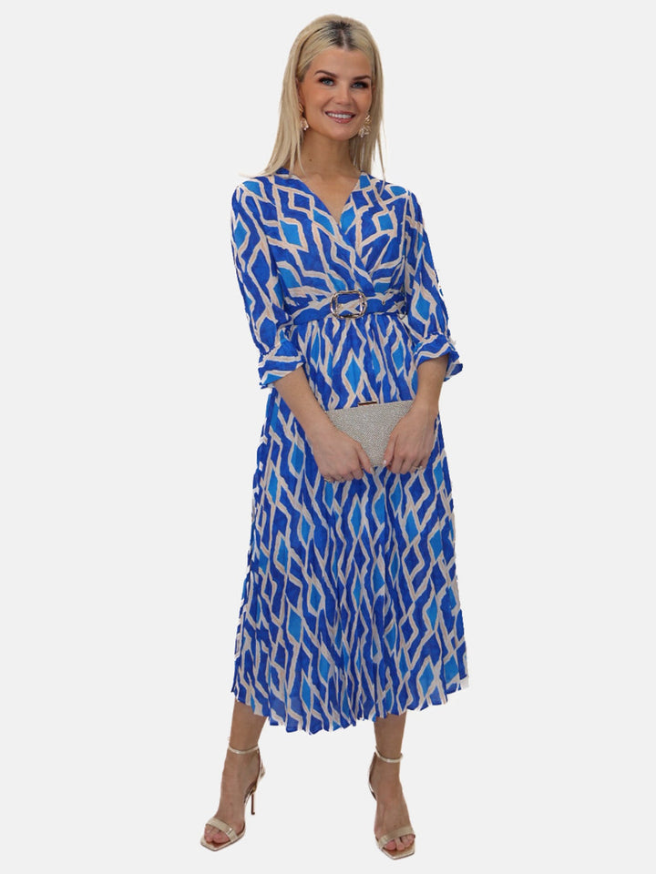 Kate & Pippa Positano Midi Dress In Blue Print-Nicola Ross