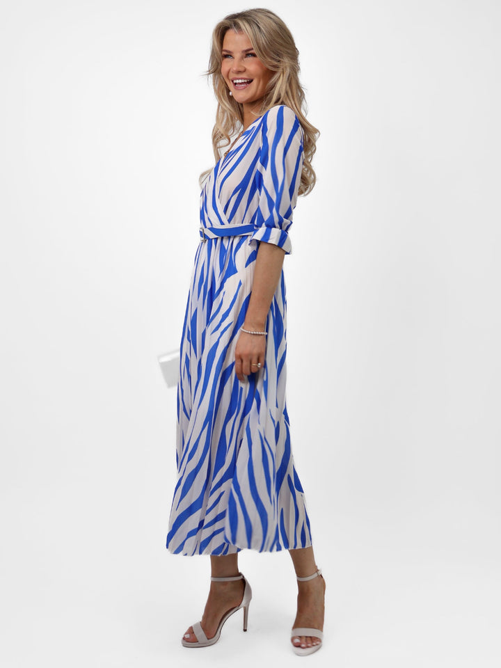 Kate & Pippa Positano Midi Dress In Blue/Cream Print-Nicola Ross