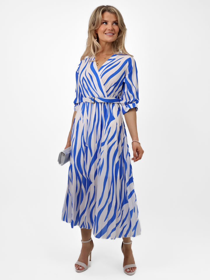 Kate & Pippa Positano Midi Dress In Blue/Cream Print-Nicola Ross