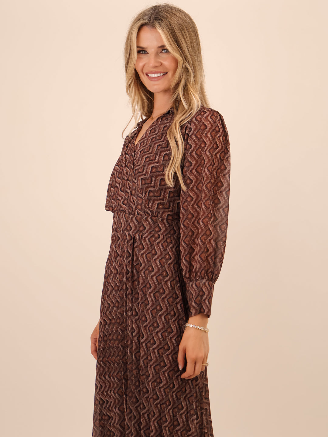 Kate & Pippa Positano Midi Dress In Brown-Nicola Ross
