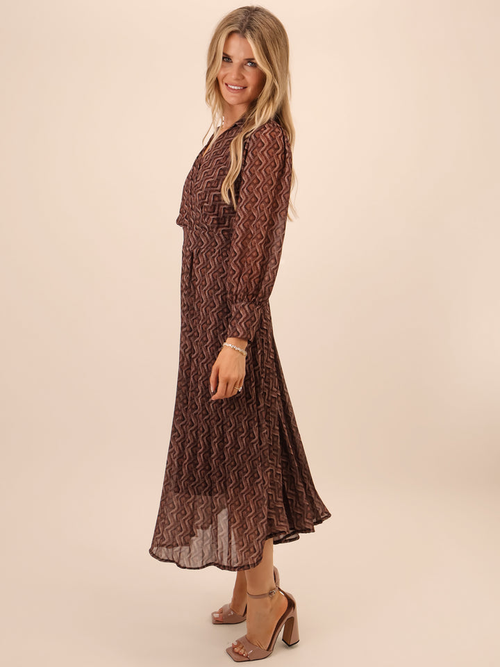 Kate & Pippa Positano Midi Dress In Brown-Nicola Ross