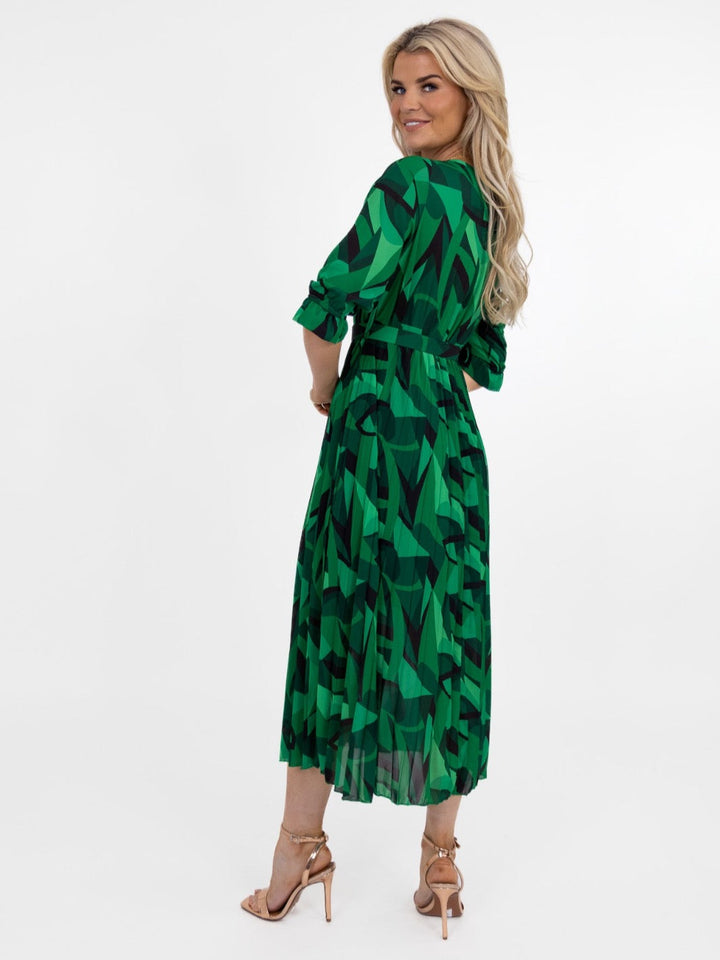 Kate & Pippa Positano Midi Dress In Green / Black Print-Nicola Ross