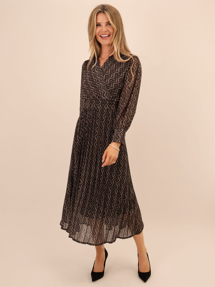 Kate & Pippa Positano Midi Dress In Grey-Nicola Ross