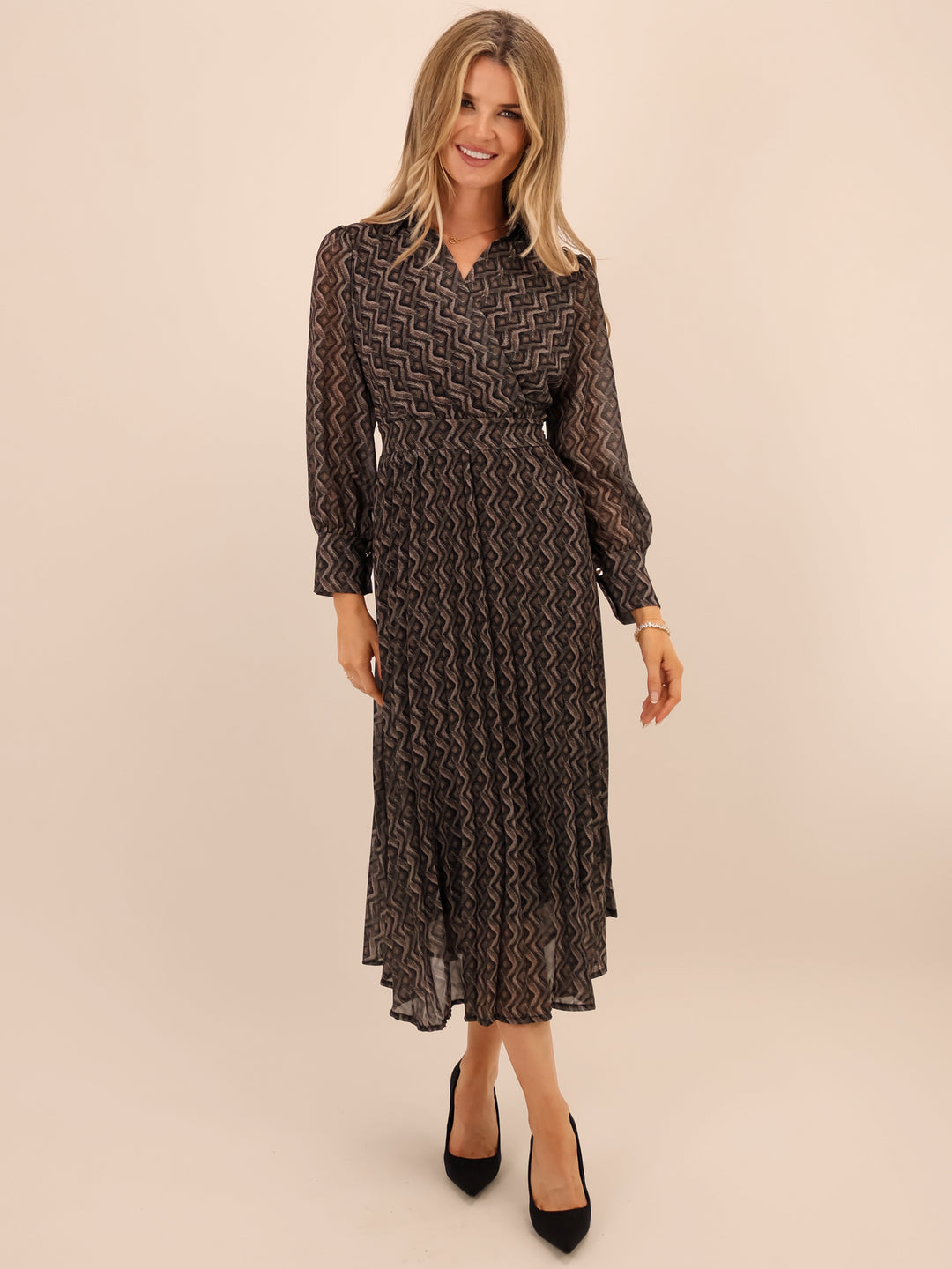 Kate & Pippa Positano Midi Dress In Grey-Nicola Ross