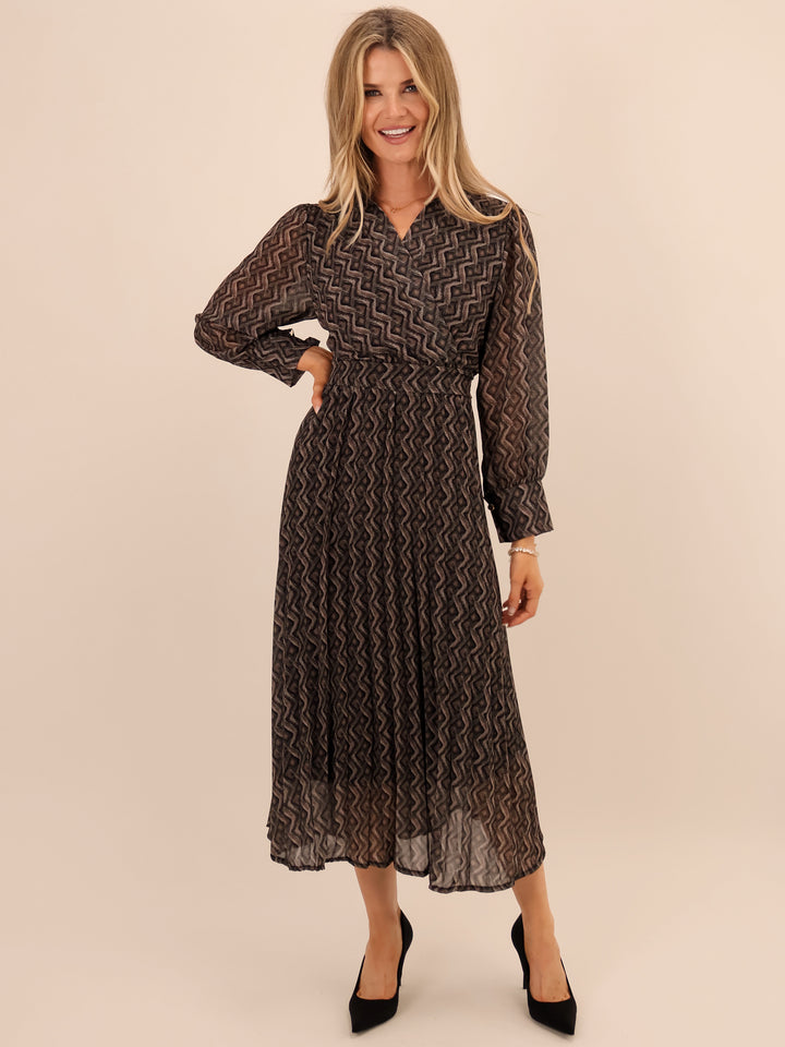 Kate & Pippa Positano Midi Dress In Grey-Nicola Ross