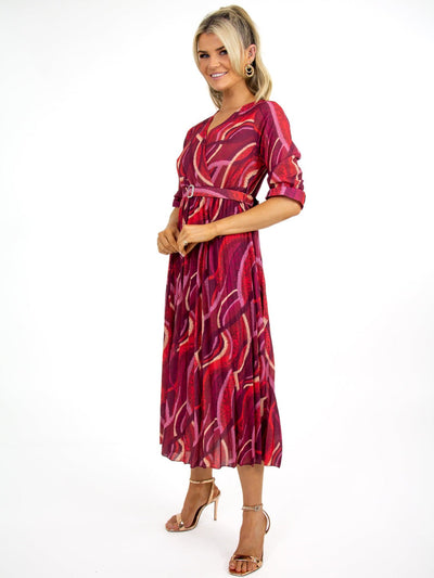 Kate & Pippa Positano Midi Dress In Magenta Print-Nicola Ross