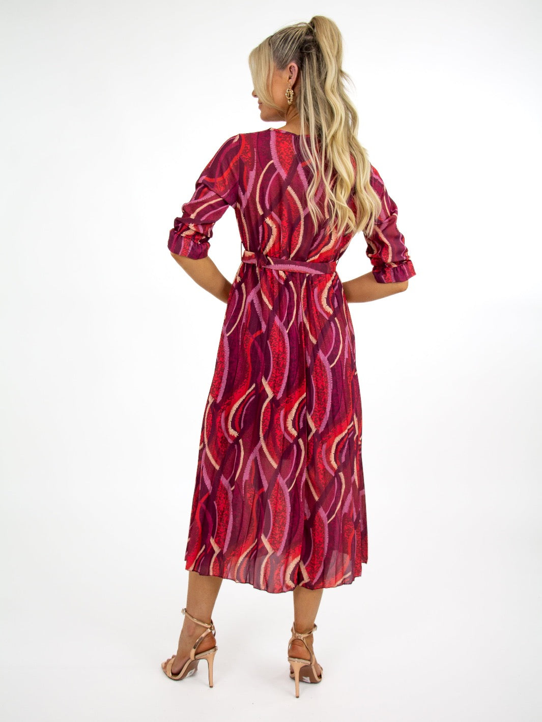 Kate & Pippa Positano Midi Dress In Magenta Print-Nicola Ross