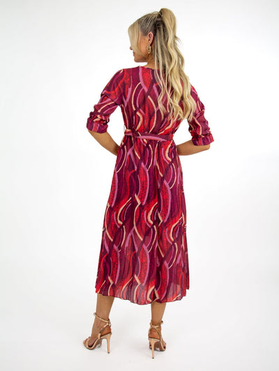 Kate & Pippa Positano Midi Dress In Magenta Print-Nicola Ross