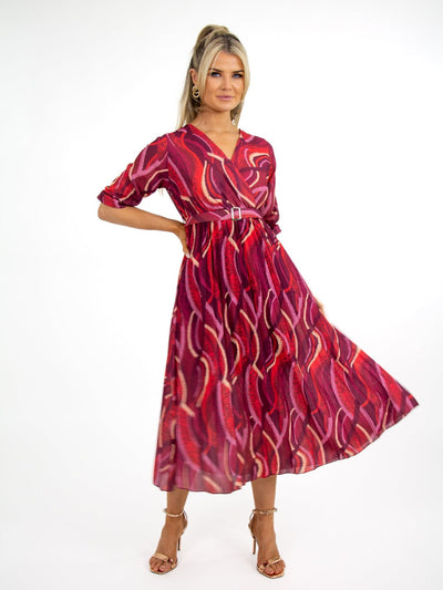 Kate & Pippa Positano Midi Dress In Magenta Print-Nicola Ross