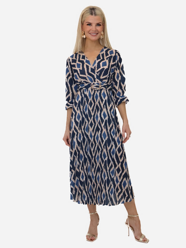 Kate & Pippa Positano Midi Dress In Navy Print-Nicola Ross