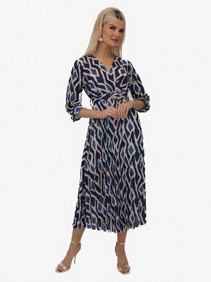 Kate & Pippa Positano Midi Dress In Navy Print-Nicola Ross