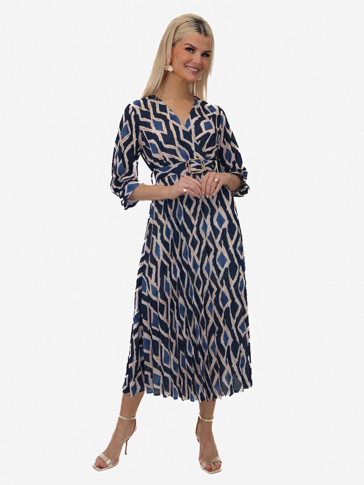 Kate & Pippa Positano Midi Dress In Navy Print-Nicola Ross