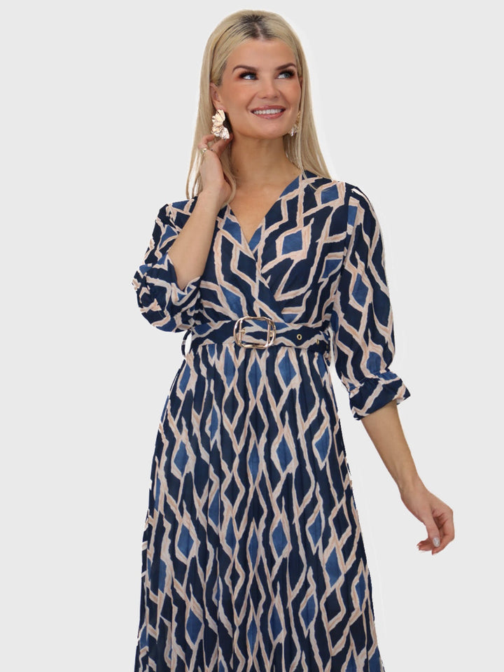 Kate & Pippa Positano Midi Dress In Navy Print-Nicola Ross