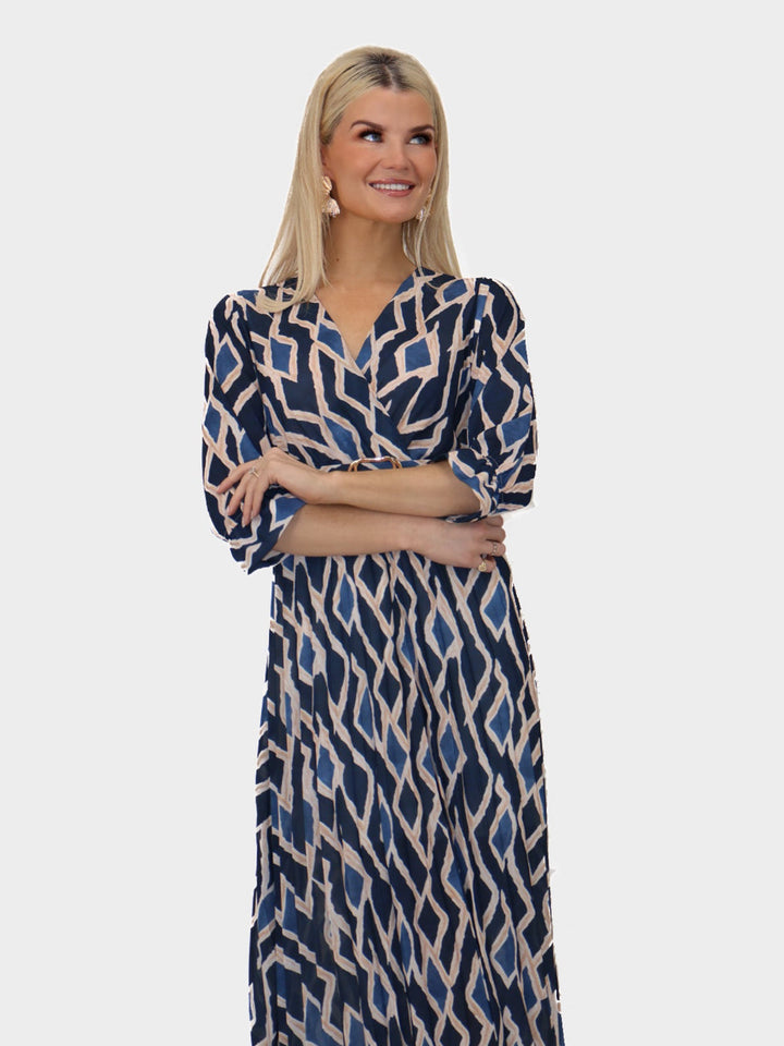 Kate & Pippa Positano Midi Dress In Navy Print-Nicola Ross