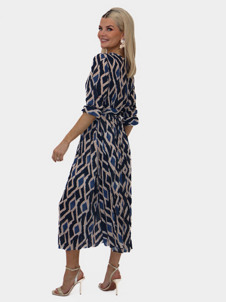 Kate & Pippa Positano Midi Dress In Navy Print-Nicola Ross