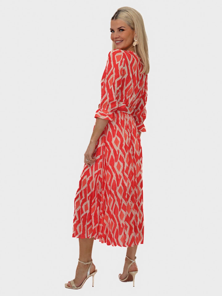 Kate & Pippa Positano Midi Dress In Orange Print-Nicola Ross