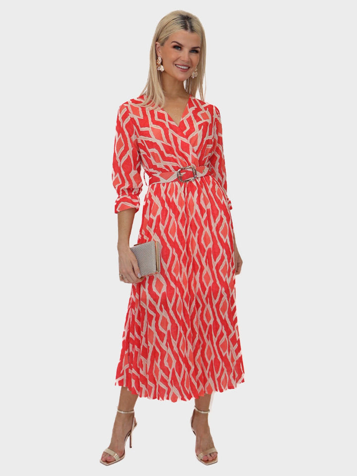 Kate & Pippa Positano Midi Dress In Orange Print-Nicola Ross