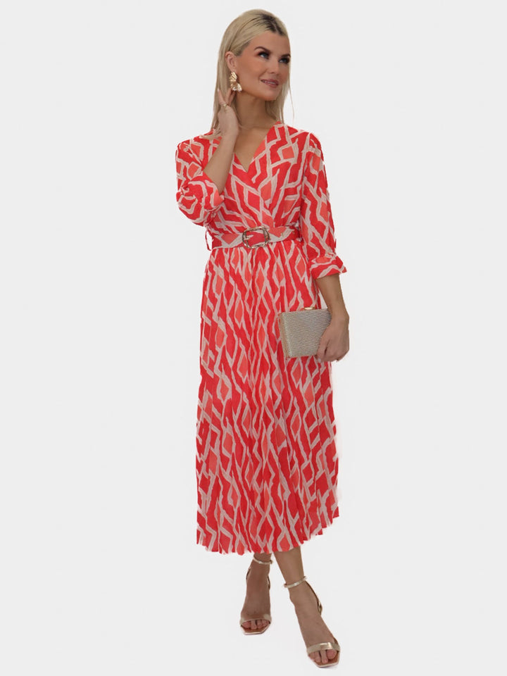 Kate & Pippa Positano Midi Dress In Orange Print-Nicola Ross