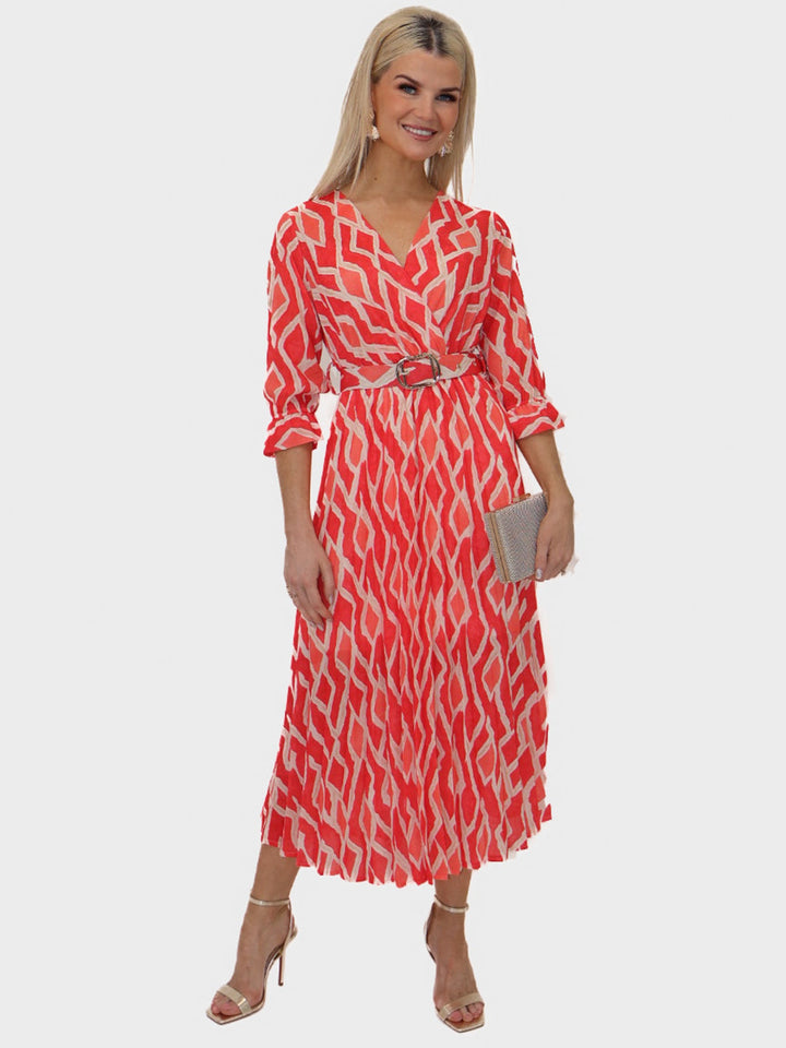 Kate & Pippa Positano Midi Dress In Orange Print-Nicola Ross