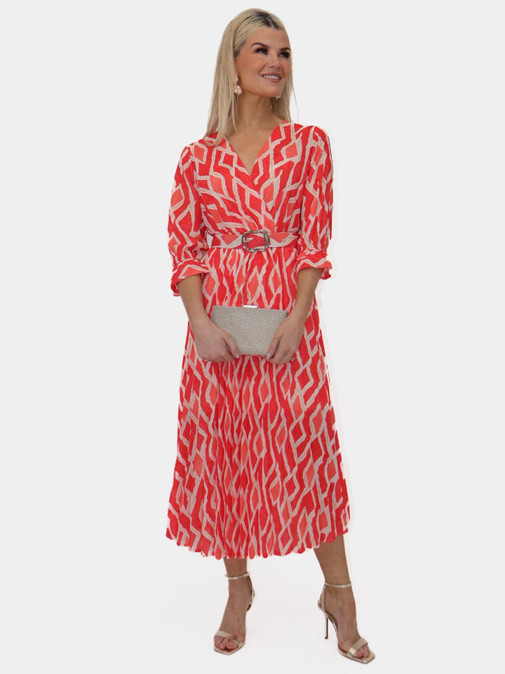 Kate & Pippa Positano Midi Dress In Orange Print-Nicola Ross