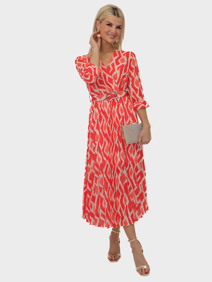 Kate & Pippa Positano Midi Dress In Orange Print-Nicola Ross