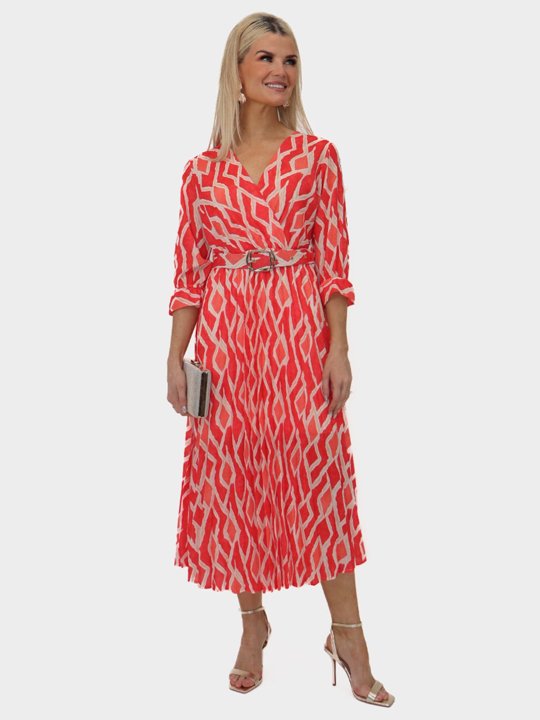 Kate & Pippa Positano Midi Dress In Orange Print-Nicola Ross