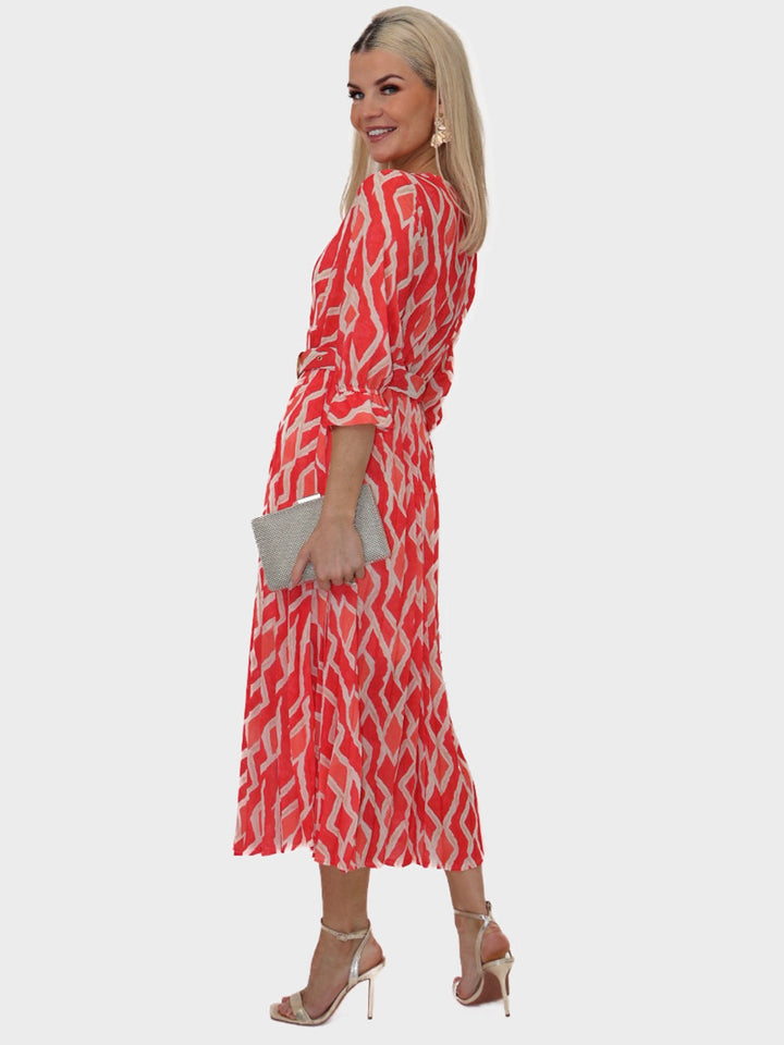 Kate & Pippa Positano Midi Dress In Orange Print-Nicola Ross