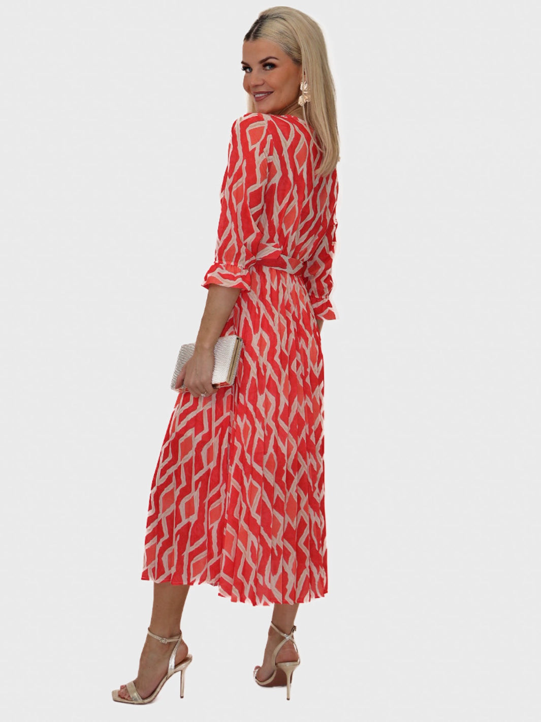 Kate & Pippa Positano Midi Dress In Orange Print-Nicola Ross