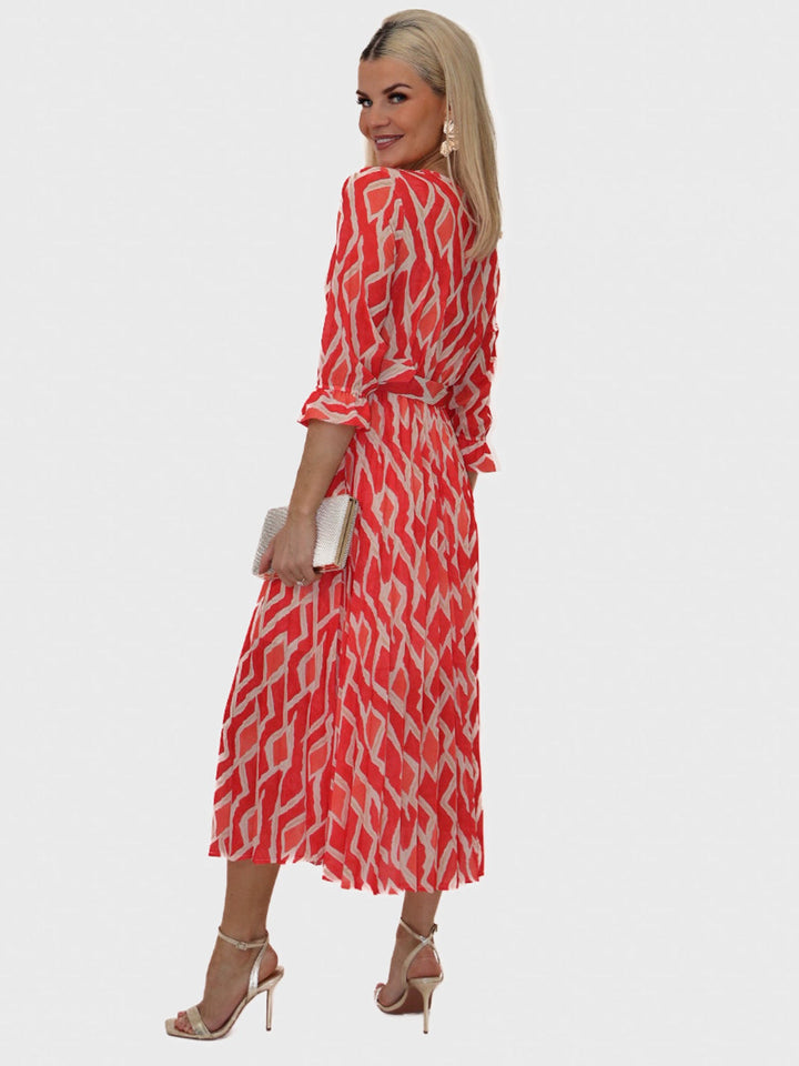 Kate & Pippa Positano Midi Dress In Orange Print-Nicola Ross