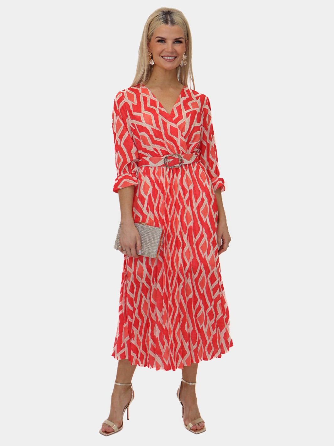 Kate & Pippa Positano Midi Dress In Orange Print-Nicola Ross