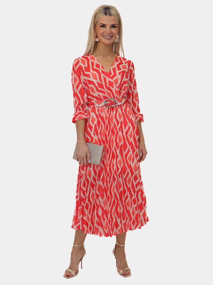 Kate & Pippa Positano Midi Dress In Orange Print-Nicola Ross