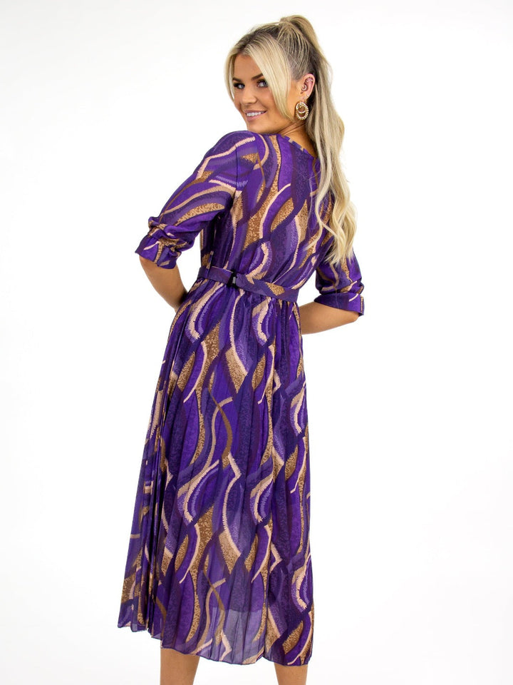 Kate & Pippa Positano Midi Dress In Purple Print-Nicola Ross