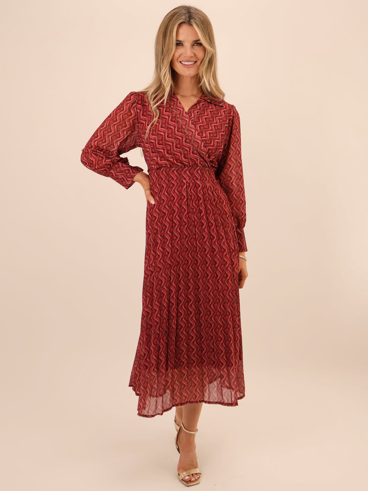 Kate & Pippa Positano Midi Dress In Red-Nicola Ross