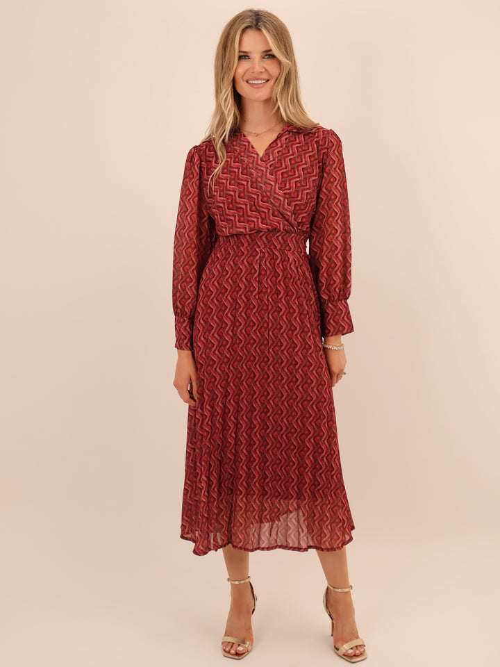 Kate & Pippa Positano Midi Dress In Red-Nicola Ross