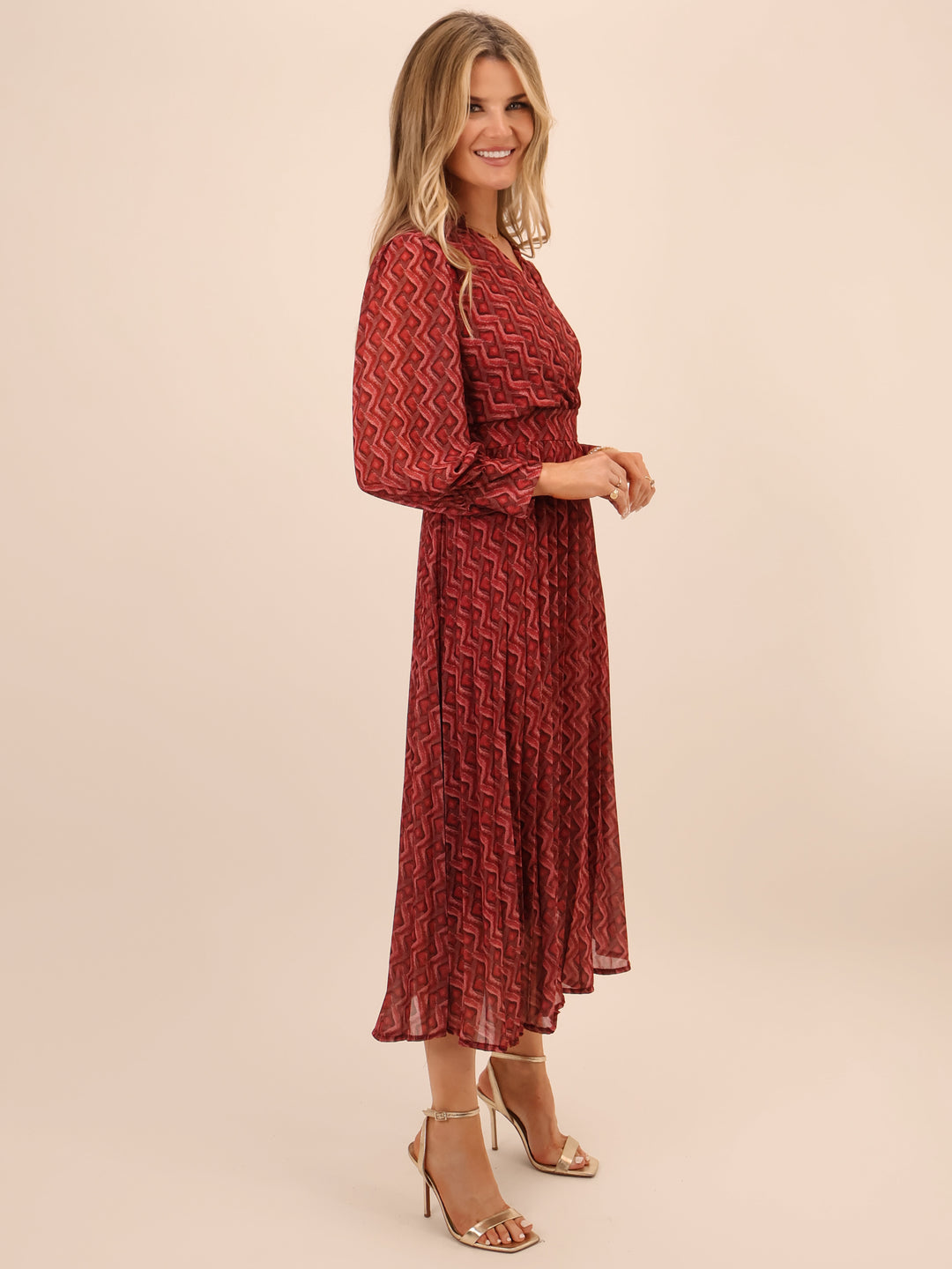 Kate & Pippa Positano Midi Dress In Red-Nicola Ross