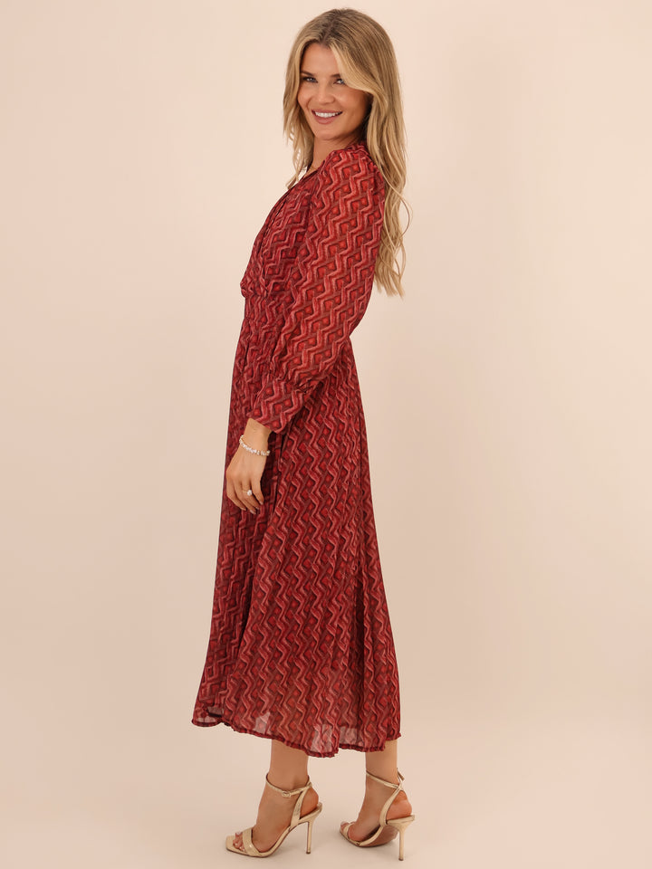 Kate & Pippa Positano Midi Dress In Red-Nicola Ross