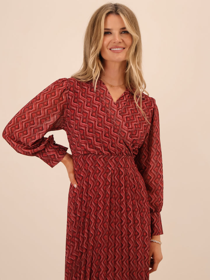 Kate & Pippa Positano Midi Dress In Red-Nicola Ross