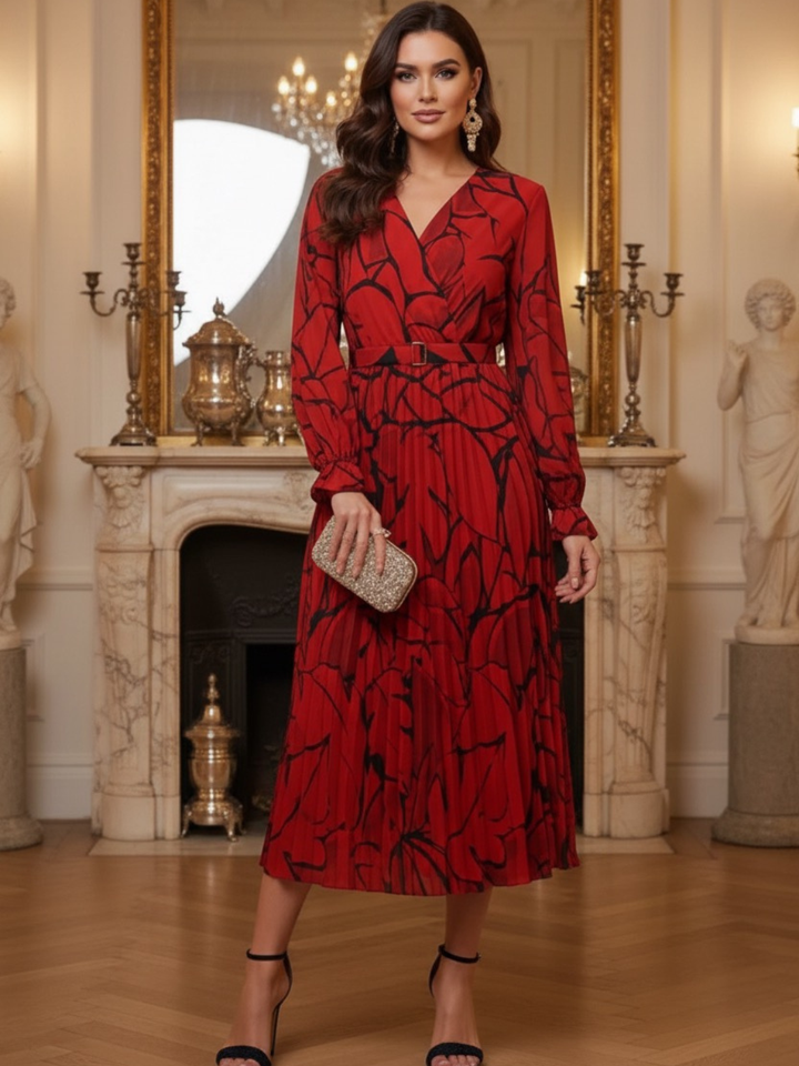 Kate & Pippa Positano Midi Dress In Red Print-Nicola Ross