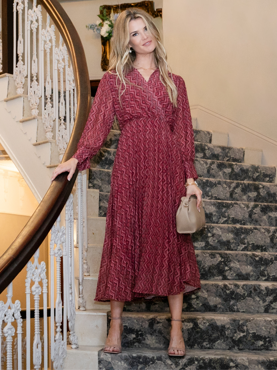 Kate & Pippa Positano Midi Dress In Red-Nicola Ross