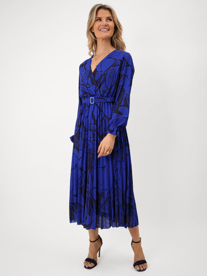 Kate & Pippa Positano Midi Dress In Royal Blue Print-Nicola Ross