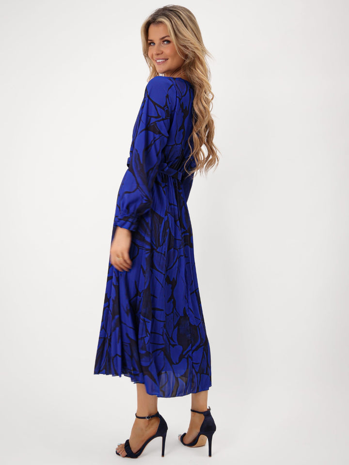 Kate & Pippa Positano Midi Dress In Royal Blue Print-Nicola Ross