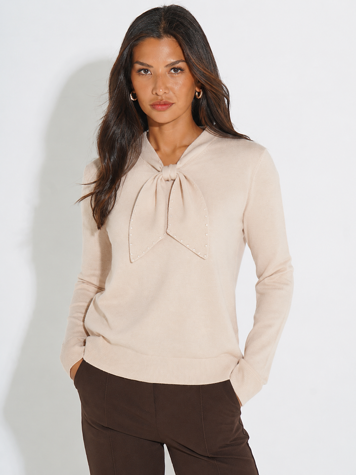 Kate & Pippa Presley Knit Top In Beige-Nicola Ross